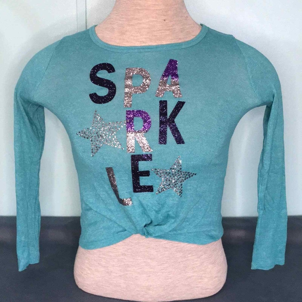 SO girl's Turquoise "SPARKLE" Star shirt size 10